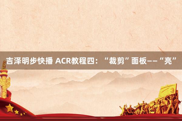 吉泽明步快播 ACR教程四：“裁剪”面板——“亮”