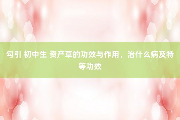 勾引 初中生 资产草的功效与作用，治什么病及特等功效
